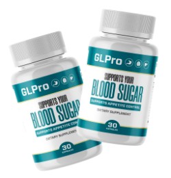 Two bottles of GLPro blood sugar support dietary supplement, 30 capsules each